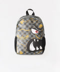 Face Patterned Graphic PU Backpack - Black