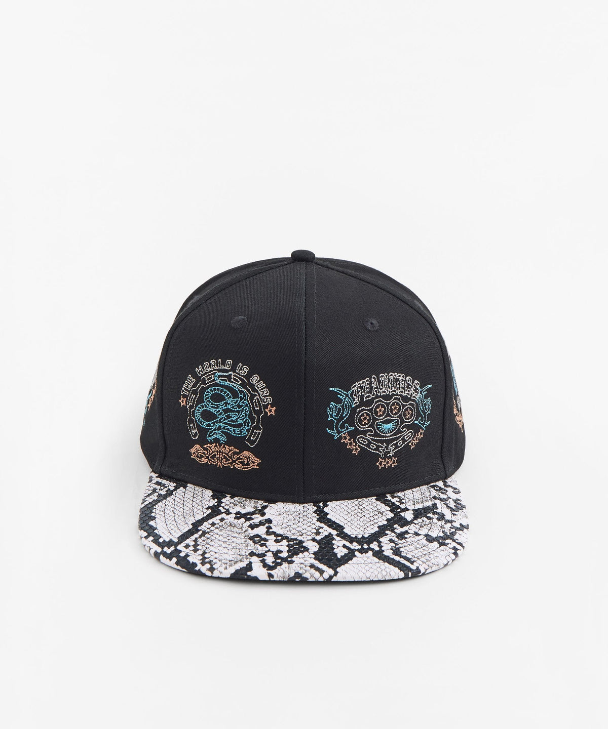 Fearless Snakeskin Embroidered Cap - Black