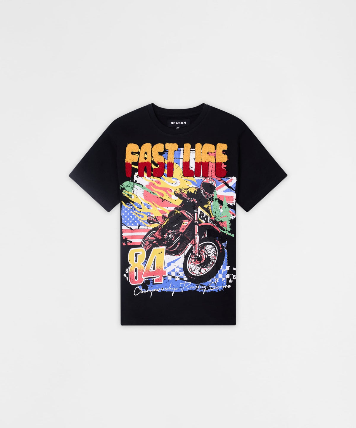 Fast Life Kids Chenille Patched Short Sleeve Tee - Black